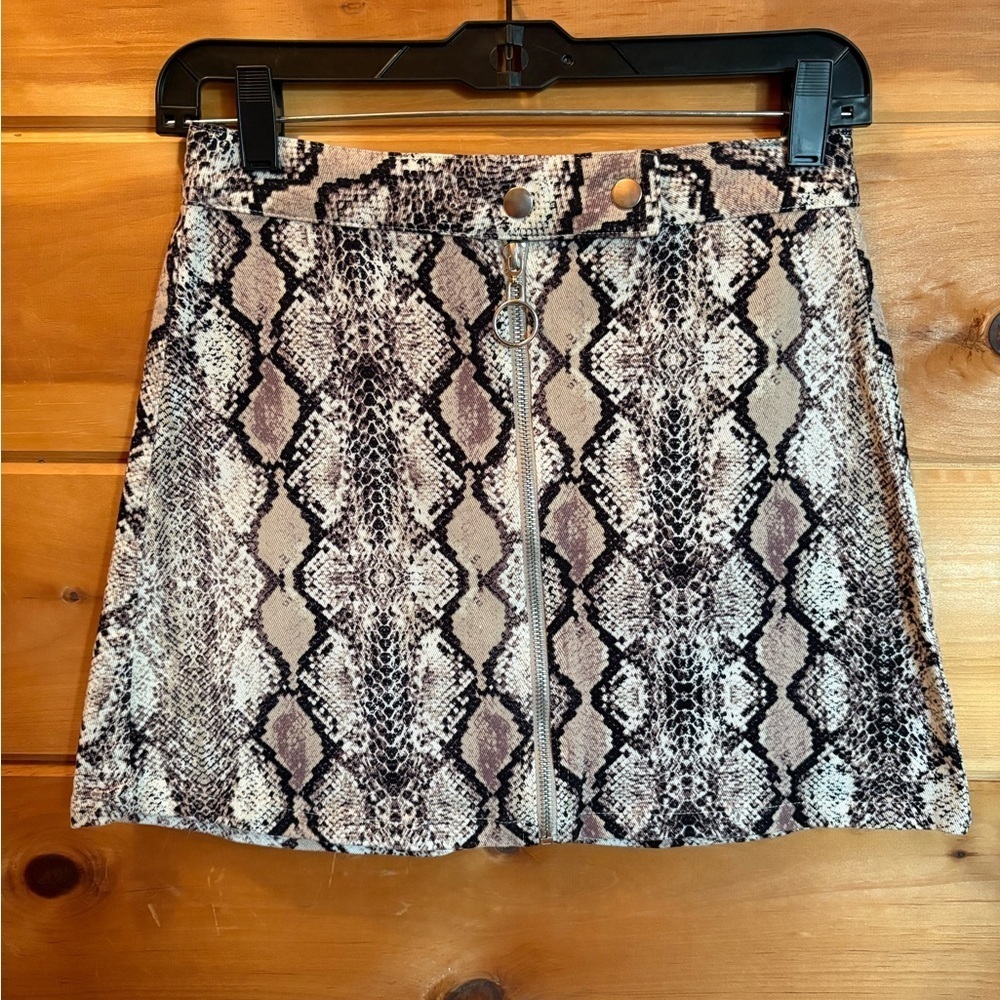 Altar'd State Snake Pattern Mini Skirt - Black and Cream size Small